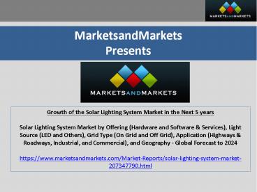 Growth of the Solar Lighting System Market in the Next 5 years