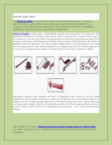 finned Air heater - Elmec