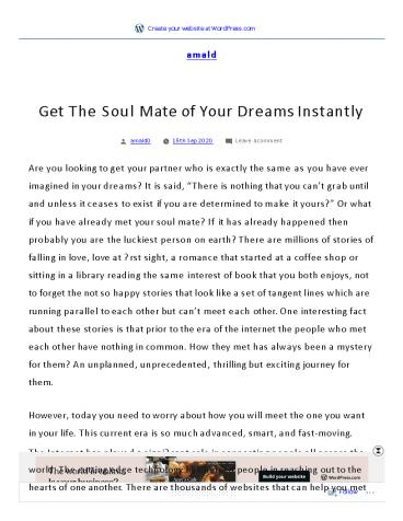Get the soul mate of your dreams instantly