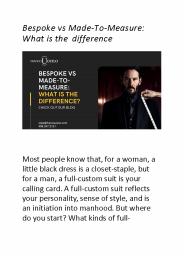 Bespoke vs Made-To-Measure: What is the difference?