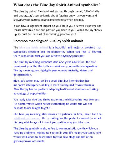 What does the Blue Jay Spirit Animal symbolize and Meaning