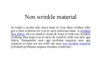 Non wrinkle fabric