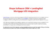 Shape Software CRM + LendingPad Mortgage LOS Integration