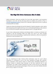 Best High DA Article Submission Sites In India