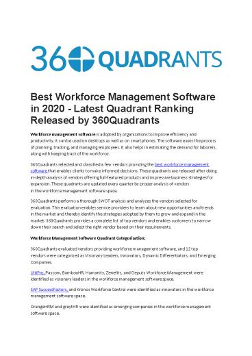 Best Workforce Management Software in 2020
