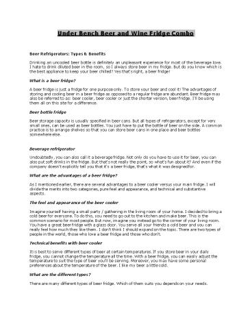 Under bench beer and wine fridge combo