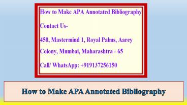 How to Make APA Annotated Bibliography