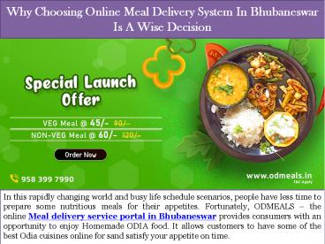 Why Choosing Online Meal Delivery System In Bhubaneswar Is A Wise Decision