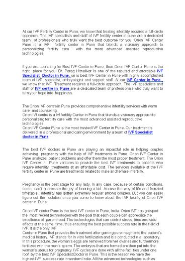 IVF Specialist Doctor in Pune