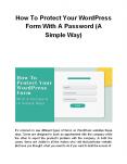 How To Protect Your WordPress Form With A Password (A Simple Way) PowerPoint PPT Presentation