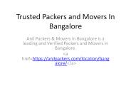 Trusted Packers and Movers In Bangalore