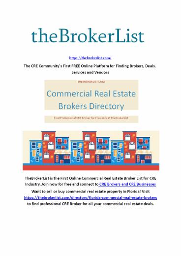 Commercial Real Estate Broker Directory
