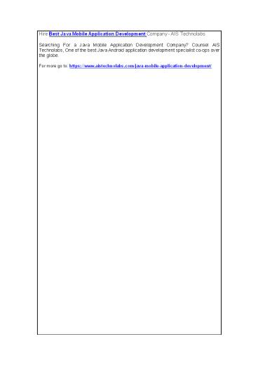 Hire Best Java Mobile Application Development Company - AIS Technolabs