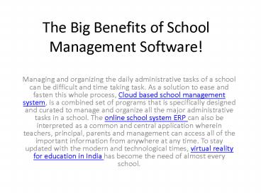 The Big Benefits of School Management Software With best School ERP Dashboard