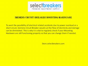 Siemens Circuit Breaker Mounting Hardware