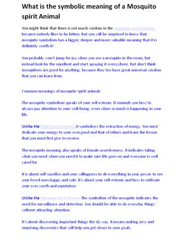 What is the symbolic meaning of a Mosquito spirit Animal