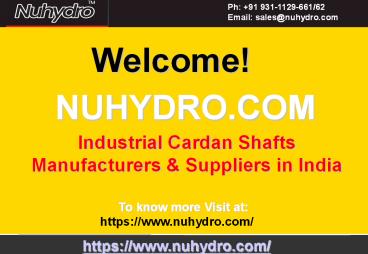 Industrial Cardan Shafts Manufacturers