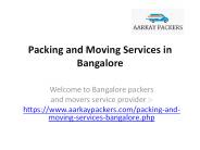 Packing and Moving Services in Bangalore