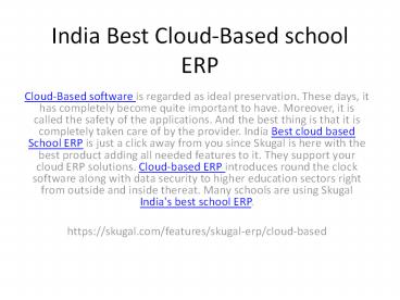 India Best Cloud-Based school ERP