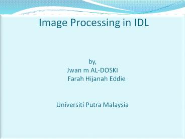Image Processing in IDL presentation | free to download