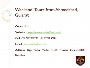 Weekend Tour Destination in Rajasthan