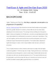 Test Expo and Agile and DevOps Expo 2020