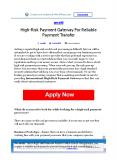 High-Risk Payment Gateway For Reliable Payment Transfer PowerPoint PPT Presentation