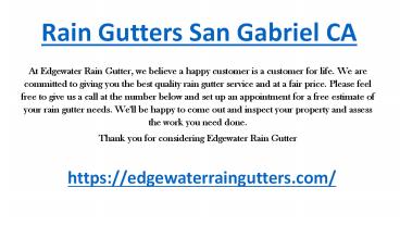 Rain Gutters San Gabriel CA