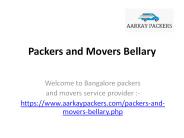 Packers and Movers in Bellary Karnataka