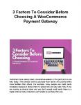 3 Factors To Consider Before Choosing A WooCommerce Payment Gateway PowerPoint PPT Presentation