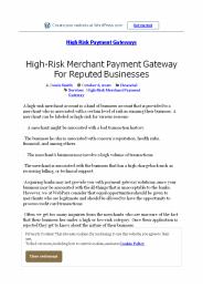 High-Risk Merchant Payment Gateway For Reputed Businesses