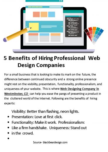 5 Benefits of Hiring Professional Web Design Companies