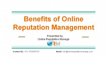 Benefits of Online reputation manage