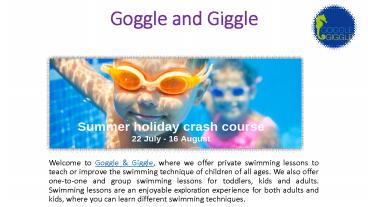 Learn From Private One To One Swimming Lessons | Goggle and Giggle London