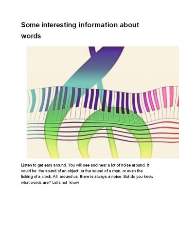 Some interesting information about words