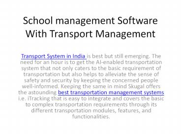 School management Software With Transport Management software