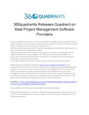 360quadrants Releases Quadrant on Best Project Management Software Providers