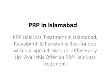 PRP in islamabad
