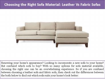 Choosing the Right Sofa Material Leather Vs Fabric Sofas