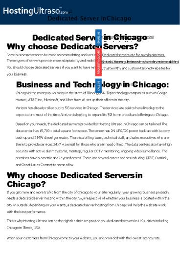 Chicago Dedicated Server