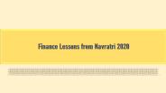Finance Lessons from Navratri 2020