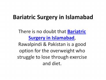 Bariatric Surgery in Islamabad