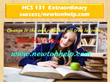 HCS 235 Extraordinary Success/newtonhelp.com