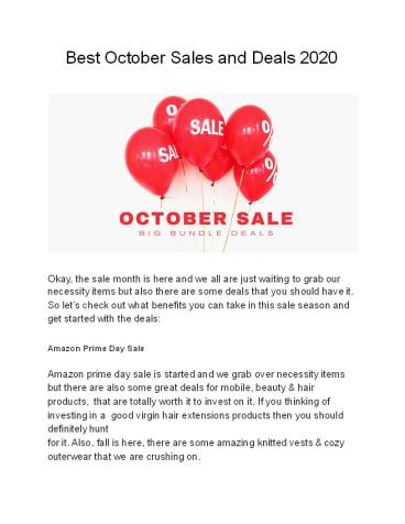 Best October Sales and Deals 2020