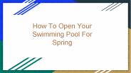 How To Open Your Swimming Pool For Spring