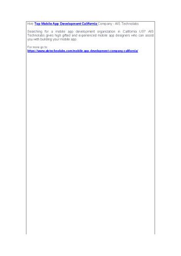 Hire Top Mobile App Development California Company - AIS Technolabs