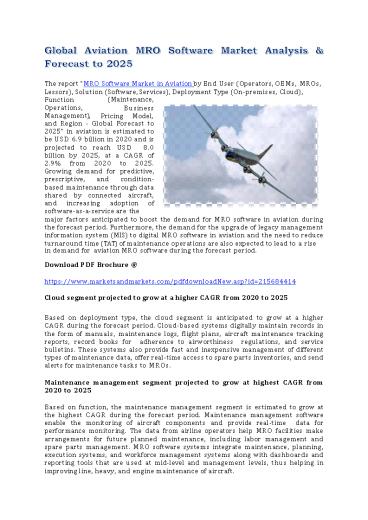 Global Aviation MRO Software Market Analysis & Forecast to 2025