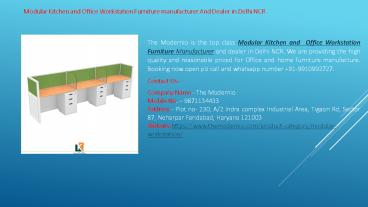 Modular Kitchen and Office Workstation Furniture manufacturer And Dealer in Delhi NCR