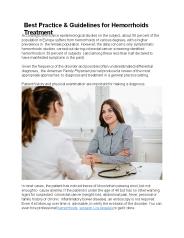 Best Practice & Guidelines for Hemorrhoids Treatment