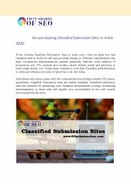 Are you looking Classified Submission Sites in India 2020